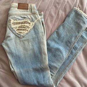 FRANKIE B studded heart jeans